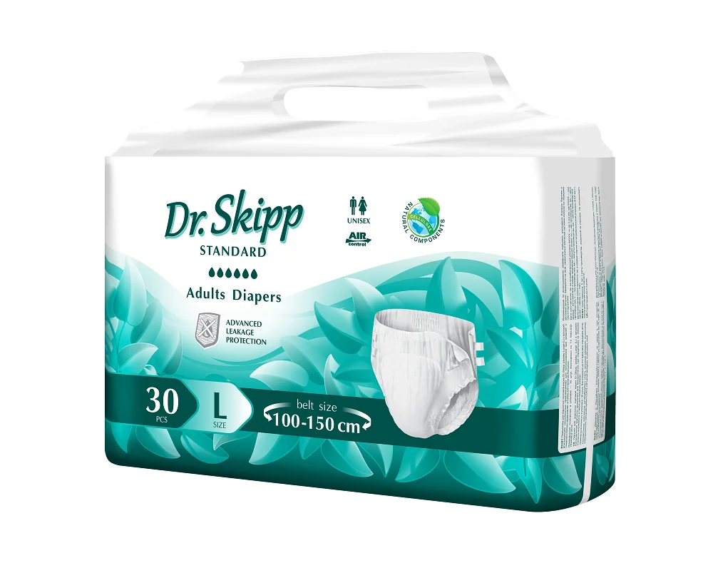 Подгузники для взрослых Dr. Skipp Standart L, (размер 3, 100-150 см.) 30 шт.